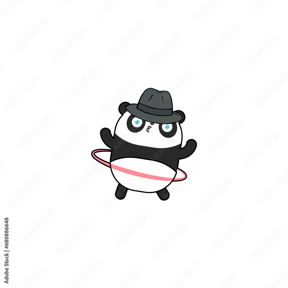 Obraz premium vector cute panda with a mafia style hat graphic
