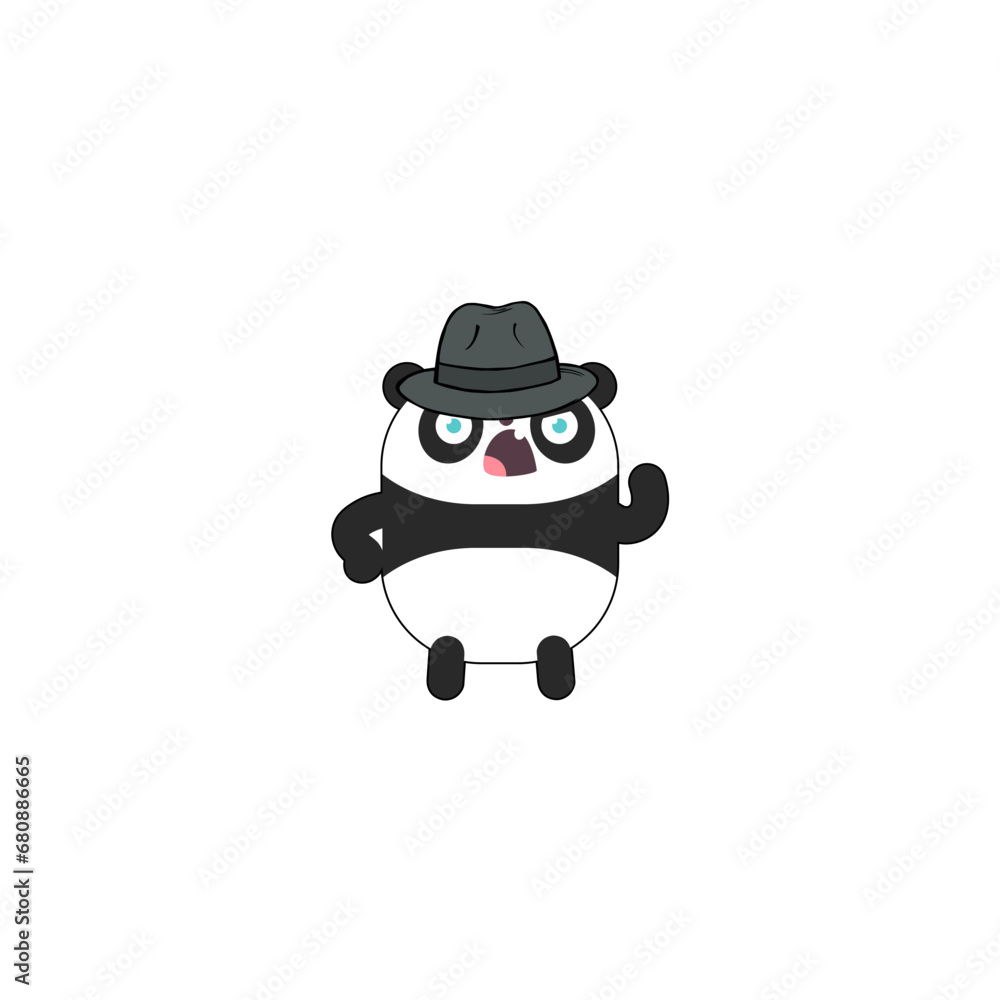 vector cute panda with a mafia style hat modern