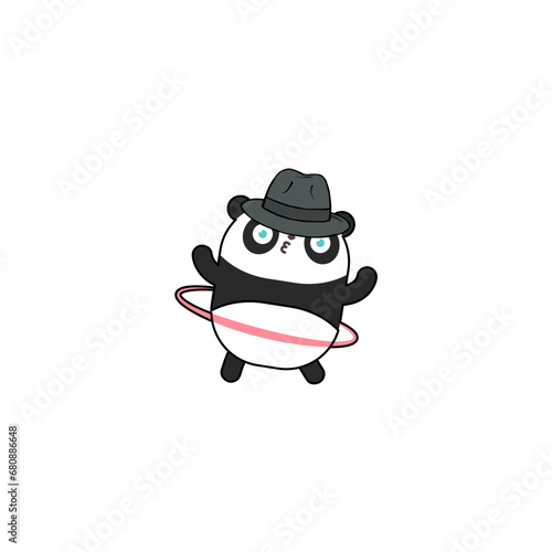 vector cute panda with a mafia style hat graphic