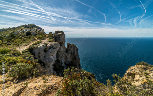 La Méditerranée vue depuis la route du cap Canaille entre La Ciotat et Cassis, Bouches-du-Rhône, France