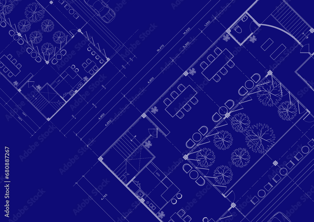 Floor plan designed building on the drawing. Floor plan designed building on the drawing.