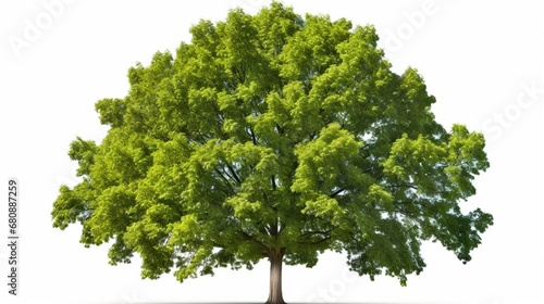 Remove the green tree The majestic maple Isolated green tree on white background Summer cutout of a deciduous tree Clipping mask of high quality for professional composition.