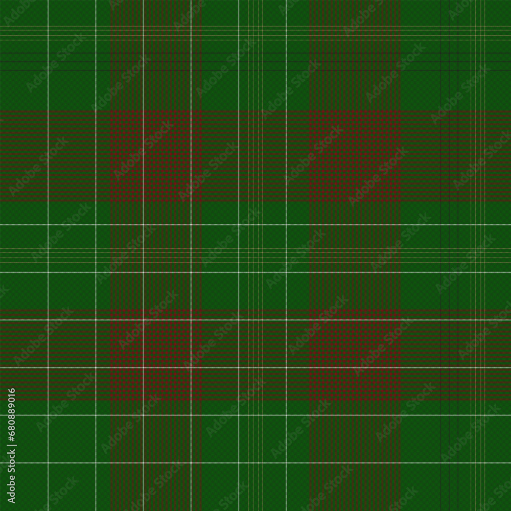 Retro Plaid pattern in Green and Maroon with Herringbone classic timeless grid