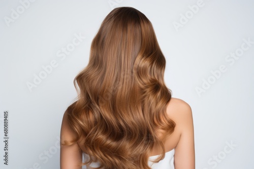 Woman With Balayage Highlights Hair On White Background