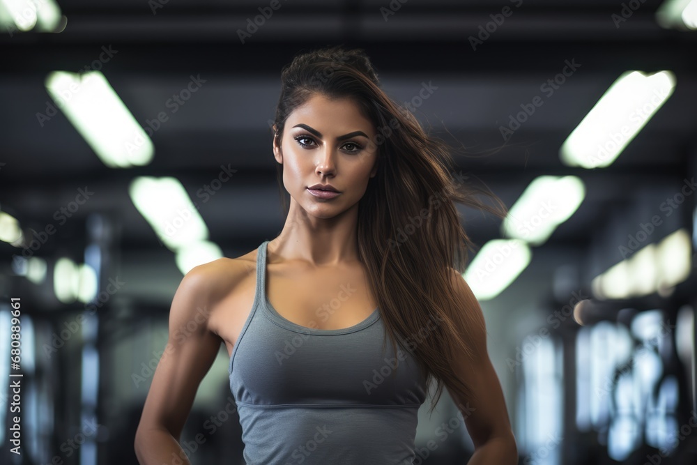 Beautiful Woman Dedicatedly Working Out At The Gym