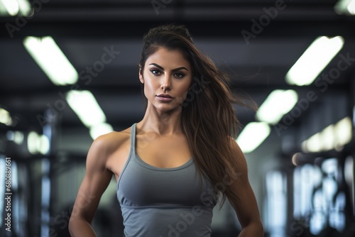 Beautiful Woman Dedicatedly Working Out At The Gym