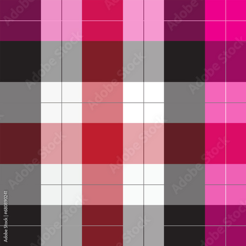 Retro Plaid Seamless Pattern in Black, Red,Pink . Graphic texture for dress, skirt, scarf, throw, jacket, fashion fabric print.