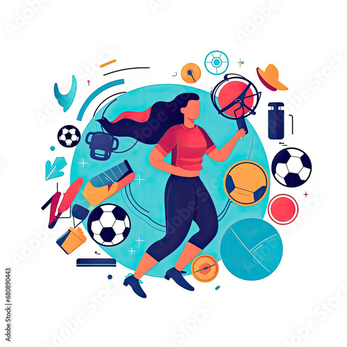 Women football soccer player kicking soccer ball vector tshirt design graffiti AI Generated