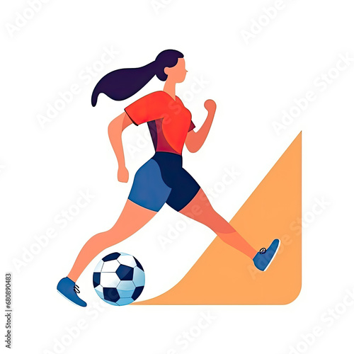 Women football soccer player kicking soccer ball vector tshirt design graffiti AI Generated