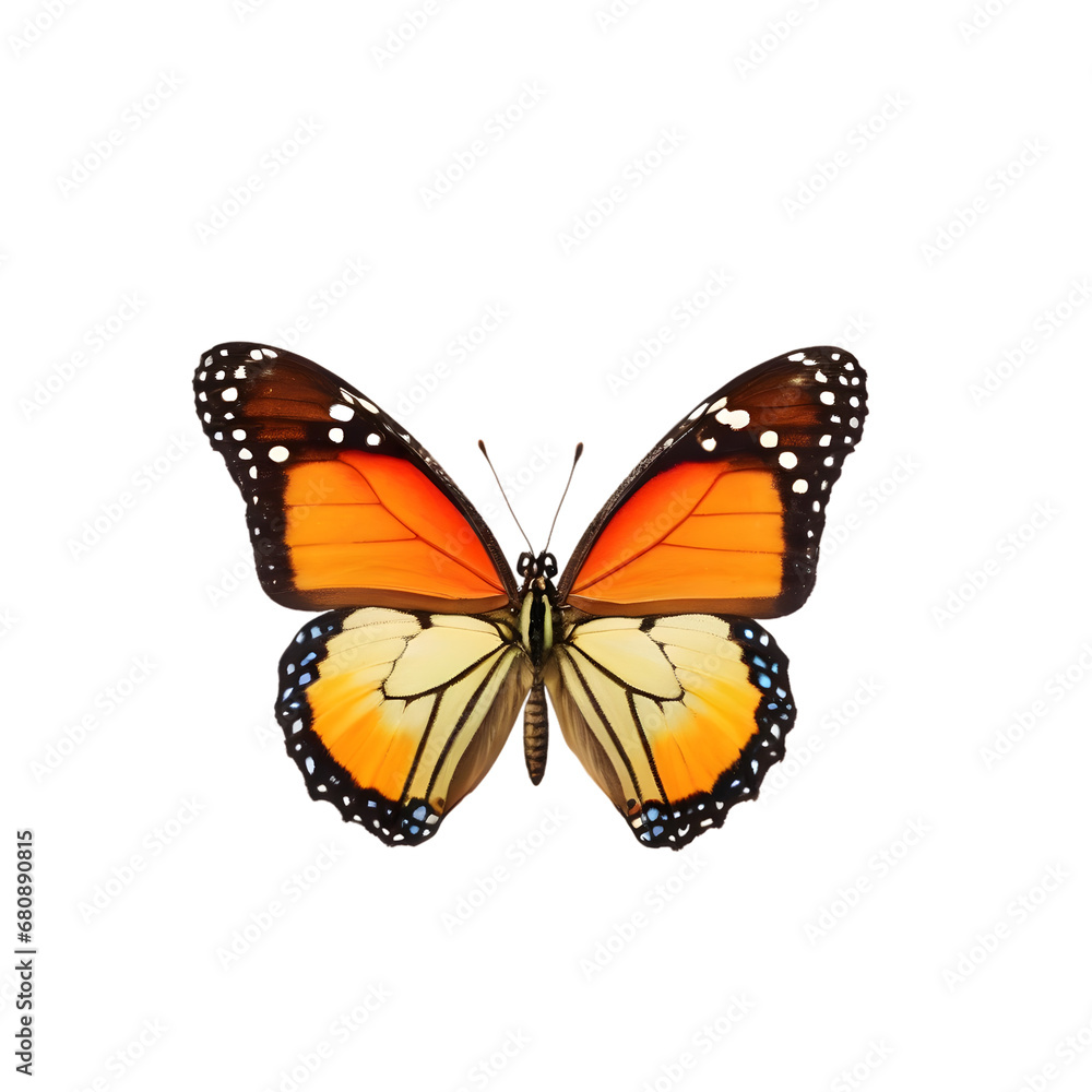 Exquisite  butterfly captured in high detail, perfect for educational use, nature-inspired graphic designs, and digital overlays with its transparent background