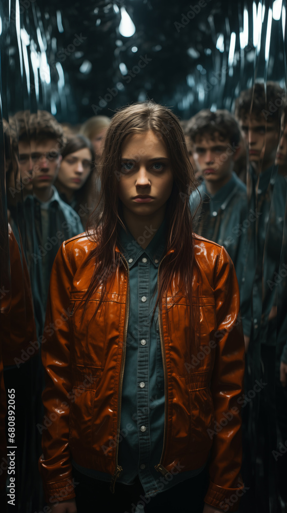 Fototapeta premium Angry teenagers, adolescence problems, ai generated