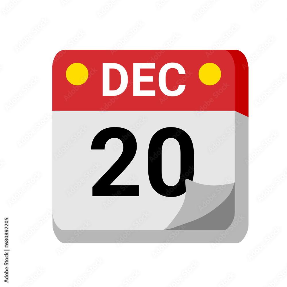 20 december calendar isolated on white transparent background for event, birthday, date, month, day, appointment, agenda, business and deadline 20 december calendar isolated on white transparent background for event, birthday, date, month, day, appointment, agenda, business and deadline