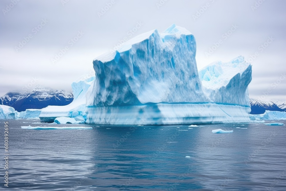 giant iceberg drifting away from the glacier after calving giant iceberg drifting away from the glacier after calving