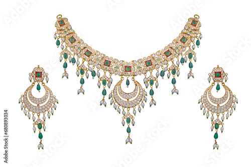 Rajasthani Traditional Wedding Necklace isolate on white background 