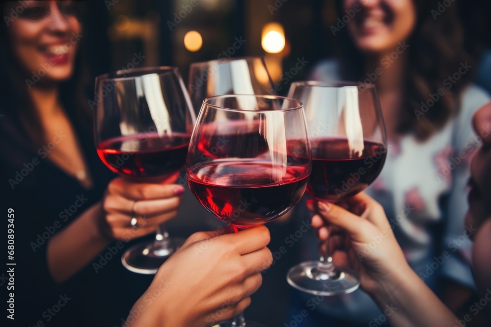 Socializing Over Wine Friends Enjoying Each Others Company Closeup Socializing Over Wine Friends Enjoying Each Others Company Closeup