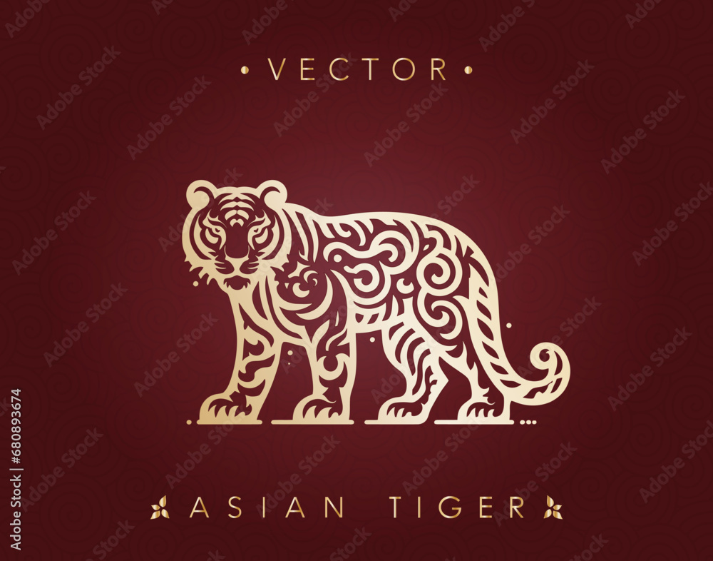 Stylized Golden Tiger Prowling art Stylized Golden Tiger Prowling art