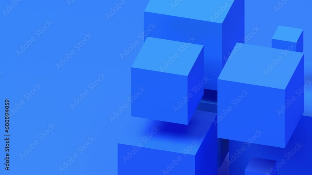 Abstract 3d render, geometric composition with cubes, blue background design, 4k seamless looped animation Abstract 3d render, geometric composition with cubes, blue background design, 4k seamless looped animation