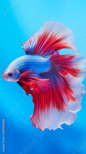 Thai betta fish, Siamese fish fighters, ios background style, siamese fish fighting isolated on black background, betta splendens isolated beautiful tail, © SongMin