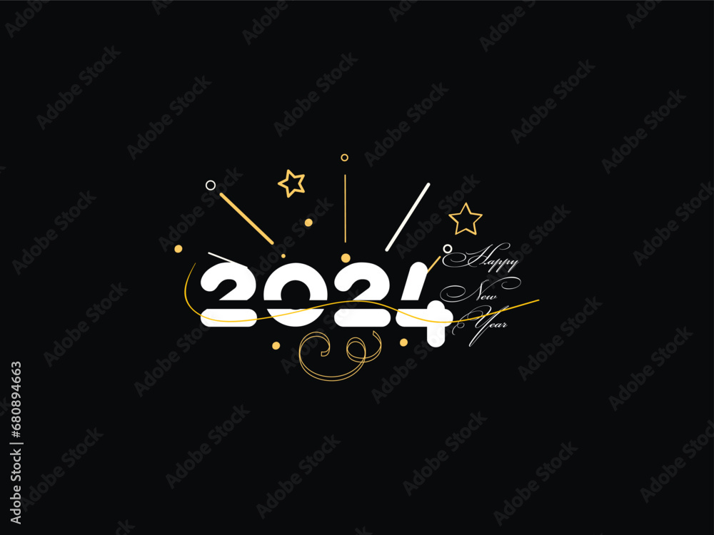 Golden Happy New Year, Happy New Year 2024, New Year Design