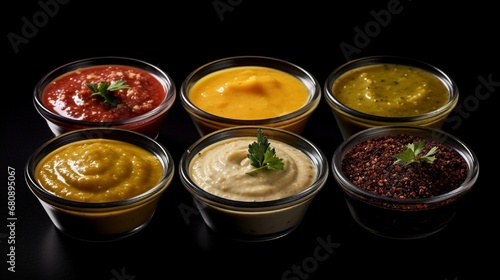 Sauces isolated on a white backdrop.