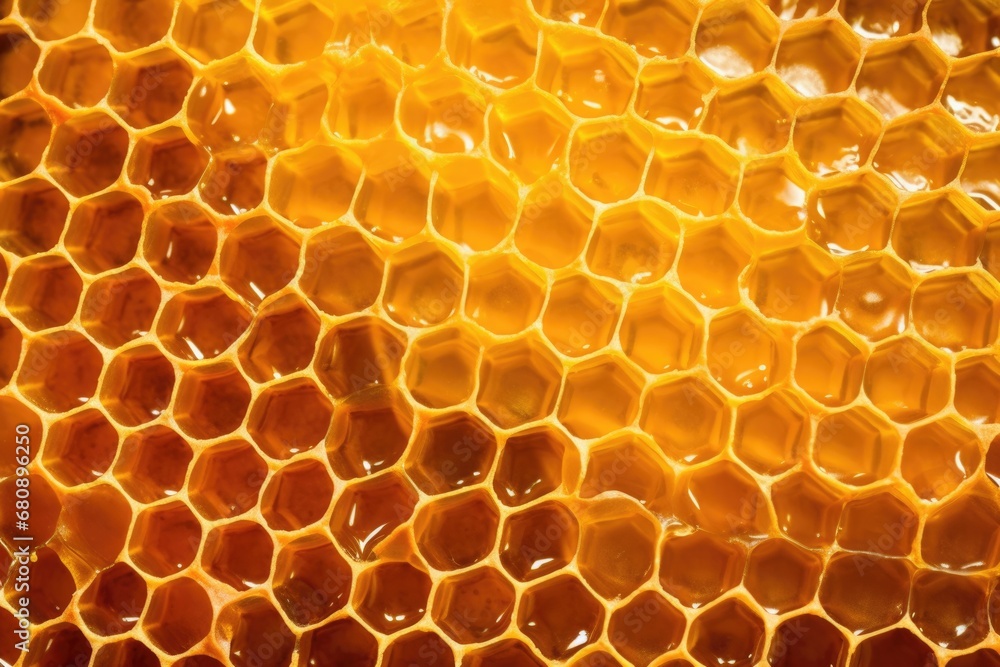 macro shot of honey-filled honeycomb cells macro shot of honey-filled honeycomb cells