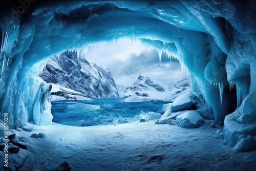 majestic ice cave formation in a glacial landscape