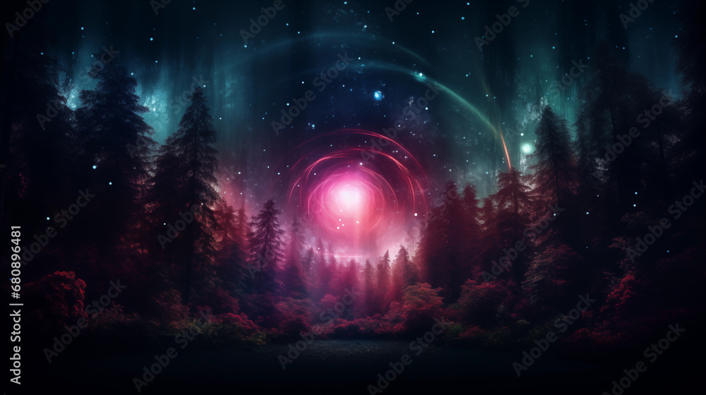 Beautiful dark fantasy landscape wallpaper, background. Generative AI