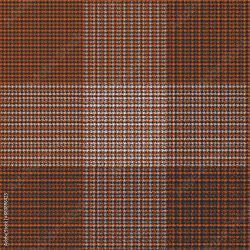 Black , White and Orange Buffalo Check Plaid Seamless Vector Pixel Patterns, with Houndstooth Flannel Shirt Textile Prints Variety