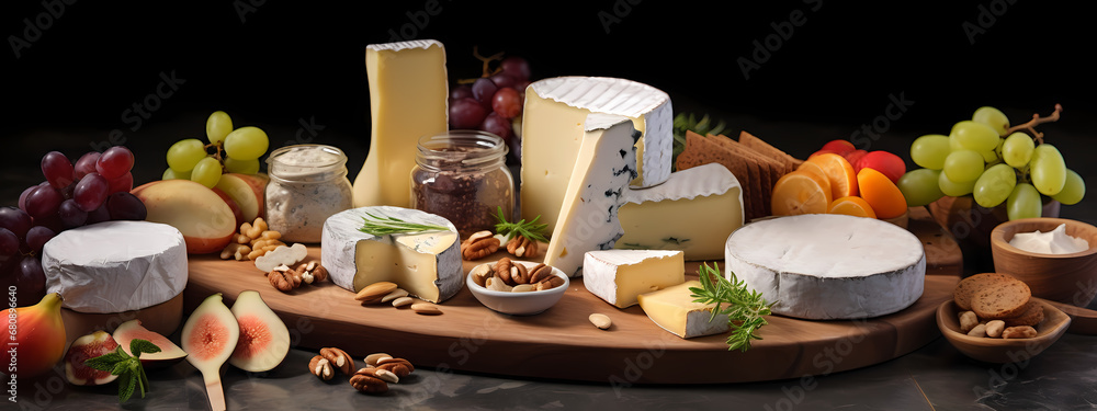 a range of gourmet cheeses, artistically presented to emphasize variety and taste a range of gourmet cheeses, artistically presented to emphasize variety and taste