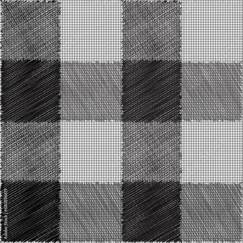 Black and White Buffalo Check Plaid Seamless with Houndstooth Vector Pixel Patterns