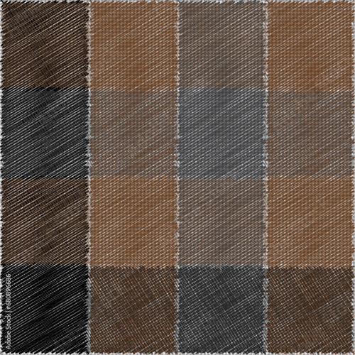 Buffalo Plaid Seamless Pattern in Black and Brown with Houndstooth Classic Timeless Grid