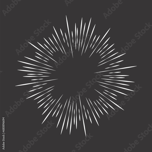 Sun burst, star burst sunshine. Radiating from the center of thin beams, lines. Vector illustration. Design element for logo, signs Dynamic style Abstract explosion, speed motion lines from the middle