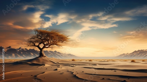 tree in the middle of the desert © Praphan