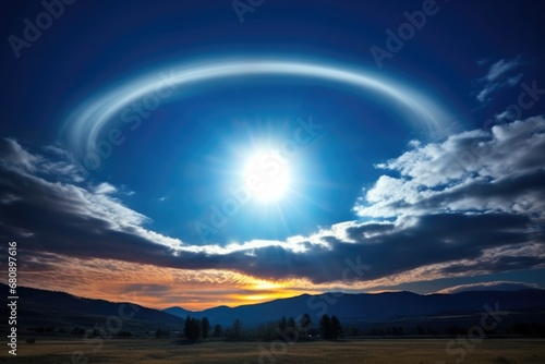 lunar halo surrounding a bright, full moon