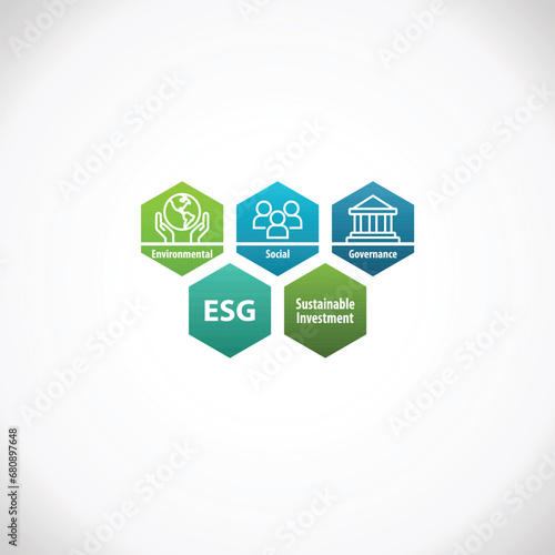 ESG  Environmental Social Governance Sustainable Investment Design Infographic