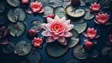 Beautiful wallpaper with water lily flower. Generative AI