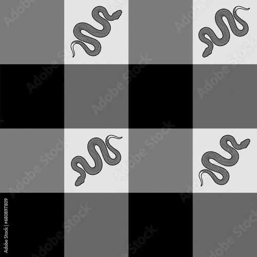 Black and White Buffalo Check Plaid Seamless with Houndstooth Vector Pixel Patterns
