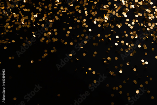 Gold Confetti on Black Background, Festive and Holiday Concept