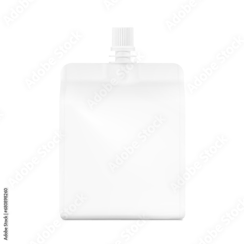 Cheer packaging mockup with spout. Vector illustration isolated on white background. Front view. Can be use for template your design, presentation, promo, ad. EPS10.