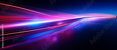 abstract design background graphic with violet and blue rays of light on a dark background - theme cyber, speed and modern future photo