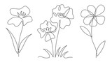 Flowers One line drawing isolated on white background
