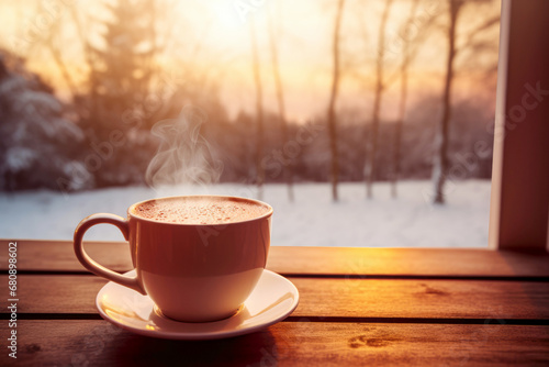 In the heart of December, a cup of coffee becomes the perfect companion to enjoy the wintry landscape outside.