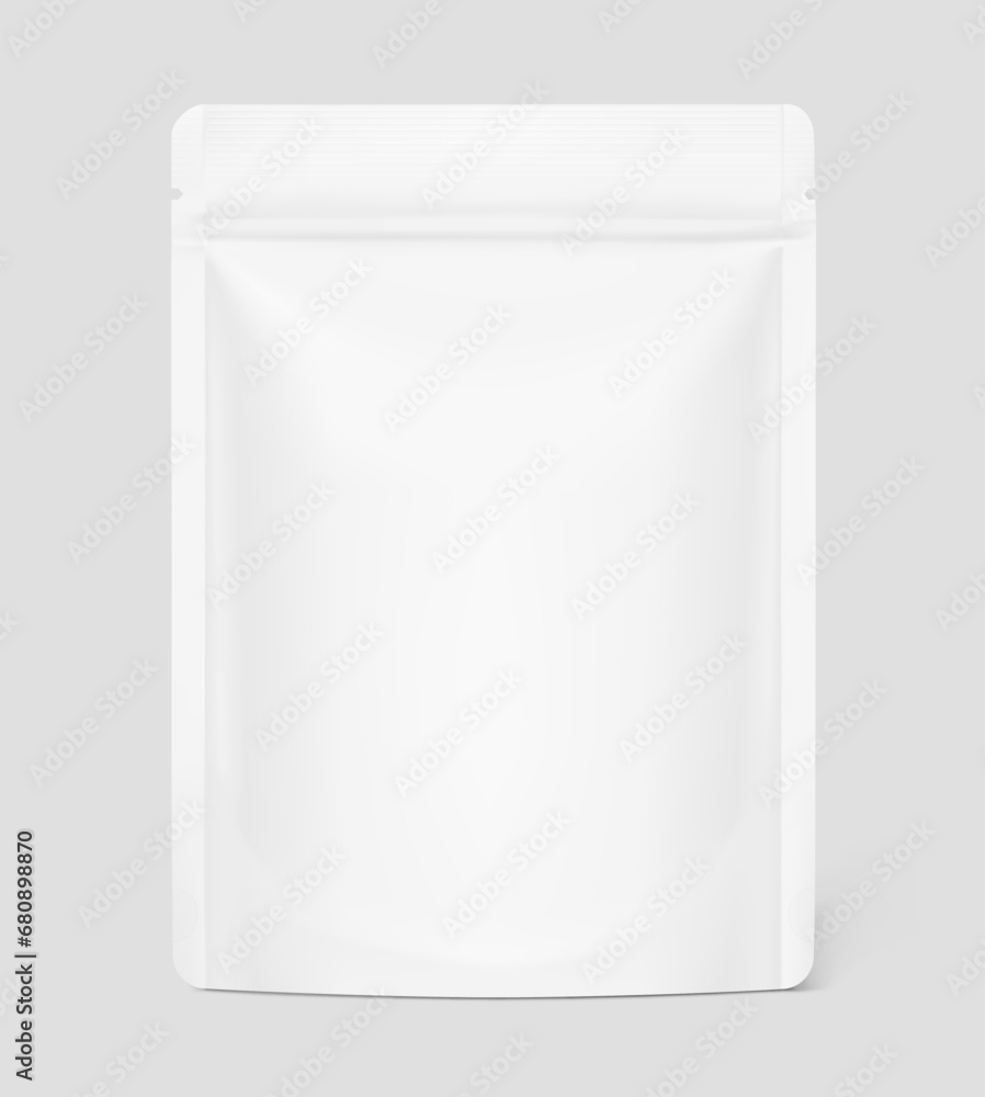 Realistic stand up pouch bag mockup with shadow. Vector illustration isolated on grey background. Easy to make a realistic mockup of your product. EPS10. Realistic stand up pouch bag mockup with shadow. Vector illustration isolated on grey background. Easy to make a realistic mockup of your product. EPS10.