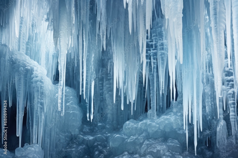 icy stalactites in a cooled volcanic cave icy stalactites in a cooled volcanic cave