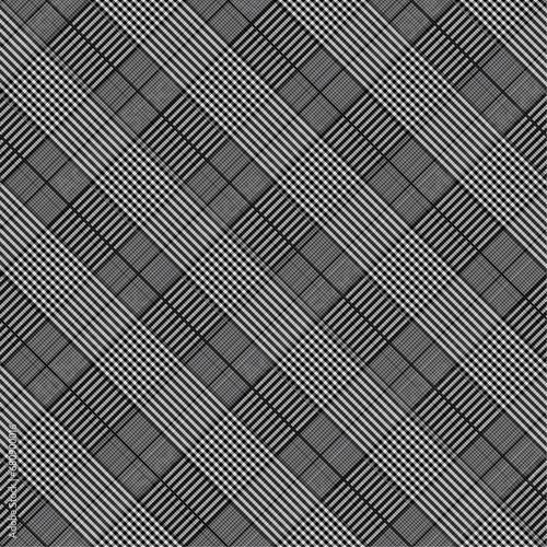 Check Plaid Seamless Pattern Black and White Tartan Scottish Pattern. Diagonal Gingham Vector Illustration, Texture For Tablecloths, Clothes, Shirts, Dresses, Paper, Bedding