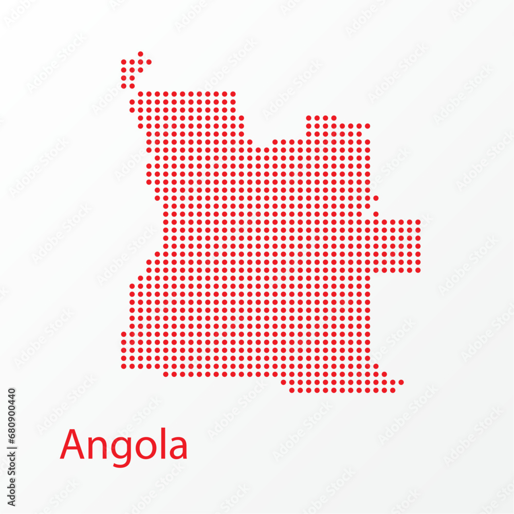 Obraz premium Vector illustration of a geographical map of Angola in dots