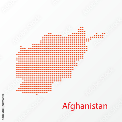 Vector illustration of a geographical map of Afghanistan in dots
