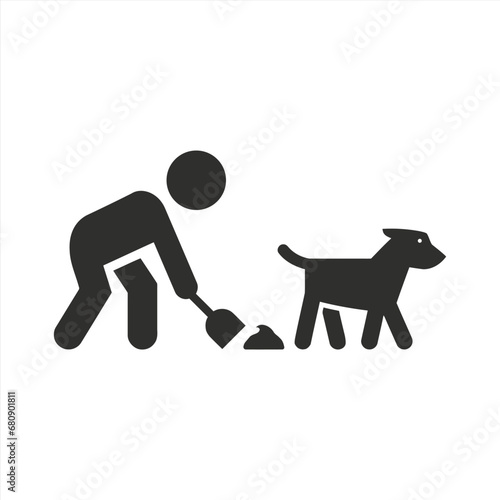 Person cleaning dog poop icon