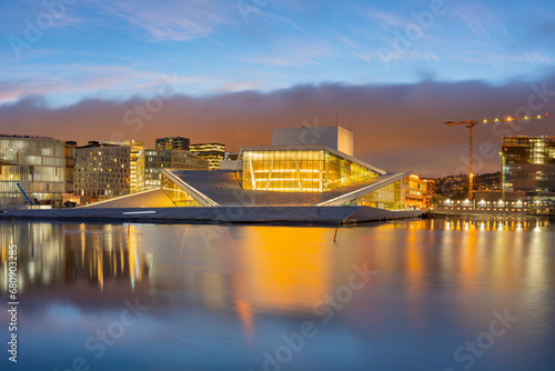 Oslo Opera House at sunset in Norway