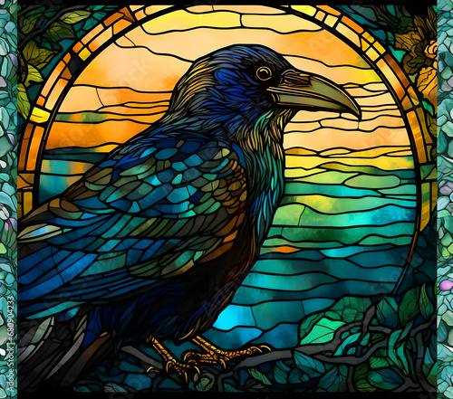 Stained glas  Black raven 20 oz tumbler wrap  wrap sublimation 
